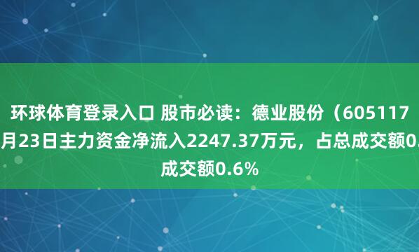 环球体育登录入口 股市必读：德业股份（605117）3月23日主力资金净流入2247.37万元，占总成交额0.6%