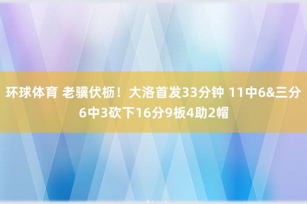 环球体育 老骥伏枥！大洛首发33分钟 11中6&三分6中3砍下16分9板4助2帽