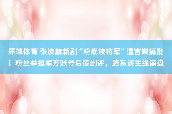 环球体育 张凌赫新剧“粉底液将军”遭官媒痛批！粉丝举报军方账号后慌删评，路东谈主缘崩盘