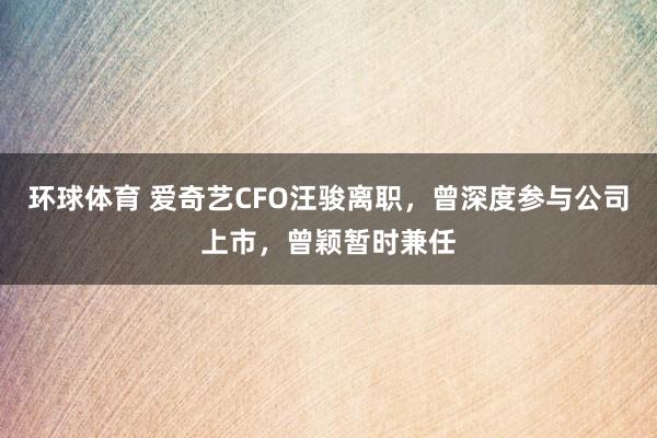 环球体育 爱奇艺CFO汪骏离职，曾深度参与公司上市，曾颖暂时兼任