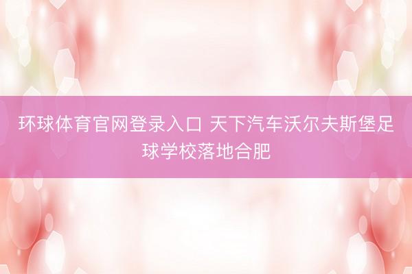 环球体育官网登录入口 天下汽车沃尔夫斯堡足球学校落地合肥